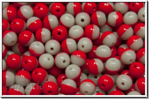 b�hm. Glasperle, rund, 4mm, red/grey, op., 50 Stk.