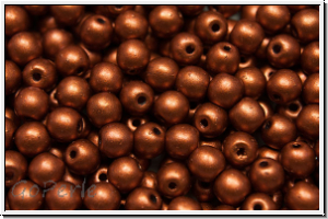 b�hm. Glasperle, rund, 4mm, copper, dk, met., satin, 50 Stk.