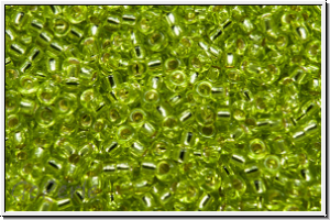 RR-15-0014, MIYUKI Rocailles, 15/0, green, lime, trans., silver-ld., 5g