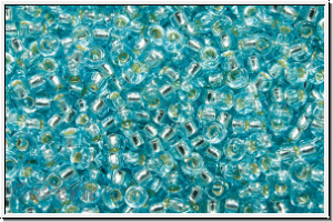 RR-15-0018, MIYUKI Rocailles, 15/0, aqua, trans., silver-ld., 5g