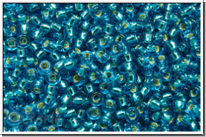 RR-15-0025, MIYUKI Rocailles, 15/0, blue, capri, trans., silver-ld., 5g