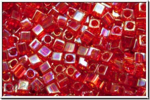SBS-18-0254, MIYUKI Squares, 1,8mm, red, trans., AB, 5g