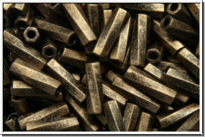 MTWB-2-1275, MIYUKI Twisted Bugles, Nr. 2 (6mm), black, op., antique gold, matte, 10g