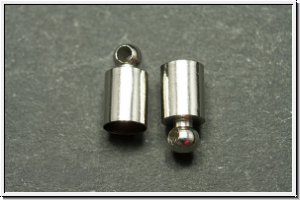 Endkappen "Tonne", 9x4,5mm, silberfb., Messing, 2 Stk.