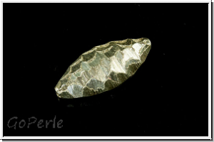 Silberperle "Olive, flach, facetiert, geb�rstet", silberfb., 925er Silber, 1 Stk.