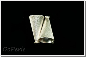 Perlenkappe (-cone) "Kegel, spitz", 16x9mm, silberfb. geb�rstet, 925er Silber, 2 Stk.