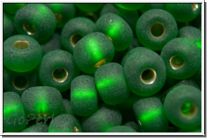 b�hm. Rocailles, 05/0, emerald, trans., silver-ld., matte, 10g