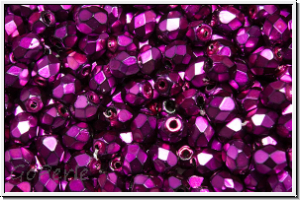B�hm. Glasschliffperle, feuerpol., 4mm, black, op., heavy metal magenta, 50 Stk.
