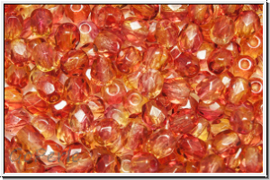 B�hm. Glasschliffperle, feuerpol., 4mm, fireopal, trans., 50 Stk.