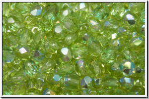 B�hm. Glasschliffperle, feuerpol., 4mm, olivine, lt., trans., AB, 50 Stk.