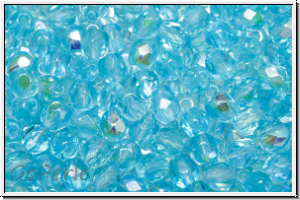 B�hm. Glasschliffperle, feuerpol., 4mm, aquamarine, trans., AB, 50 Stk.