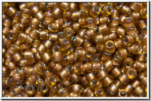 R-15-0278, TOHO Rocailles, 15/0, topaz, trans., gold-ld., AB, 5g