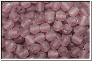 B�hm. Glasschliffperle, feuerpol., 4mm, amethyst, med., trans., matte, 50 Stk.