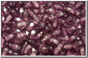 B�hm. Glasschliffperle, feuerpol., 4mm, amethyst, trans., 50 Stk.
