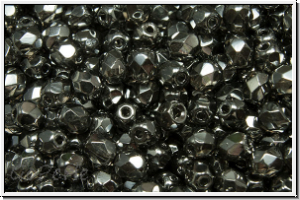 B�hm. Glasschliffperle, feuerpol., 4mm, crystal, trans., full chrome, 50 Stk.