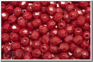 B�hm. Glasschliffperle, feuerpol., 4mm, red, dk., op., 50 Stk.