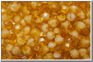 B�hm. Glasschliffperle, feuerpol., 4mm, topaz trans./ivory,opal, 50 Stk.