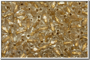 B�hm. Glasschliffperle, feuerpol., 4mm, crystal, trans., brass-ld., 50 Stk.