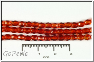 B�hm. Glasschliffperle, feuerpol., 4mm, crystal, trans., rust coated, 50 Stk.
