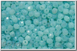 B�hm. Glasschliffperle, feuerpol., 3mm, aqua, opal, 50 Stk.