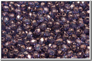 B�hm. Glasschliffperle, feuerpol., 3mm, crystal, trans., vega luster, 50 Stk.