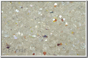 B�hm. Glasschliffperle, feuerpol., 3mm, crystal, trans., AB, 50 Stk.