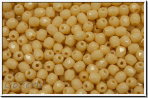 B�hm. Glasschliffperle, feuerpol., 3mm, ivory, op., 50 Stk.