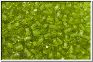 B�hm. Glasschliffperle, feuerpol., 3mm, olivine, lt., trans., 50 Stk.