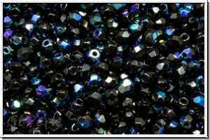 B�hm. Glasschliffperle, feuerpol., 3mm, black, op., AB, 50 Stk.