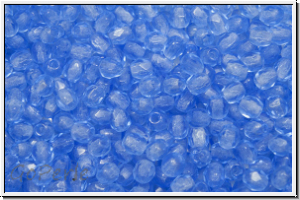B�hm. Glasschliffperle, feuerpol., 3mm, sapphire, med., trans., 50 Stk.