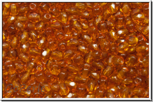 B�hm. Glasschliffperle, feuerpol., 3mm, topaz, trans., 50 Stk.
