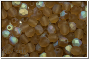 B�hm. Glasschliffperle, feuerpol., 4mm, topaz, sm., lt., trans., matte, AB, 50 Stk.