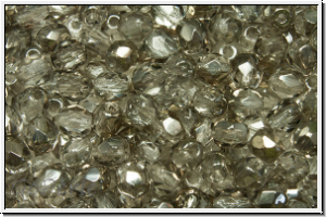 B�hm. Glasschliffperle, feuerpol., 4mm, crystal, trans., half celsian, 50 Stk.