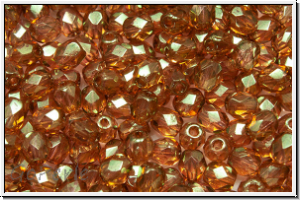 B�hm. Glasschliffperle, feuerpol., 4mm, crystal, trans., rose gold luster, 50 Stk.