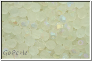 B�hm. Glasschliffperle, feuerpol., 4mm, crystal, trans., matte, AB, 50 Stk.
