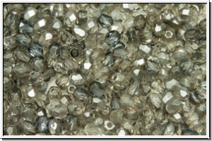 B�hm. Glasschliffperle, feuerpol., 3mm, crystal, trans., montana, AB, 50 Stk.