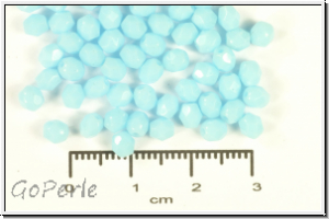 B�hm. Glasschliffperle, feuerpol., 3mm, aqua, lt., op., 50 Stk.