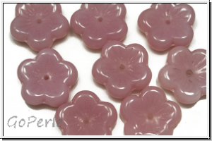 B�hm. Glasperle, Flower "flach", 12mm, rose, opal, 5 Stk.