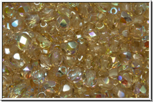 B�hm. Glasschliffperle, feuerpol., 4mm, topaz, pale, trans., AB, 50 Stk.