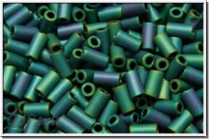 TBU-1-0706, TOHO Bugle 1", 3mm, teal, iris., matte, 10g