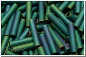 TBU-3-0706, TOHO Bugle 3", 9mm, teal, met., matte, iris., 10g