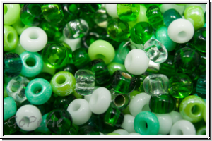 b�hm. Rocailles, 09/0, Mix "green/white", 10g