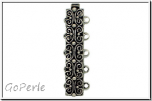 Federschlie�e "Gotik", Metall, old palladium plated, antiksilberfb., 2x5 �sen, 1 Stk.