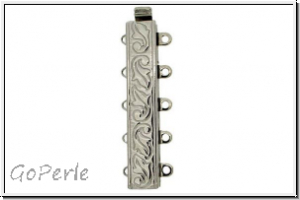 Federschlie�e "floral", Metall, rhodium plated, silberfb., 2x5 �sen, 1 Stk.