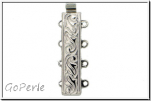 Federschlie�e "floral", Metall, rhodium plated, silberfb., 2x4 �sen, 1 Stk.