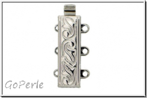 Federschlie�e "floral", Metall, rhodium plated, silberfb., 2x3 �sen, 1 Stk.
