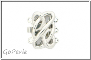 Federschlie�e "Fantasie", Metall, rhodium plated, silberfb., 2x3 �sen, 1 Stk.