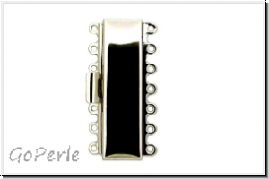 Federschlie�e "glatt", Metall, rhodium plated, silberfb., 2x7 �sen, 1 Stk.