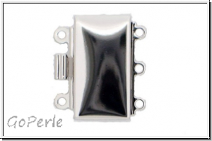 Federschlie�e "glatt", Metall, rhodium plated, silberfb., 2x3 �sen, 1 Stk.