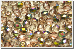 B�hm. Glasschliffperle, feuerpol., 4mm, crystal, trans., half vitex cuprum, 50 Stk.
